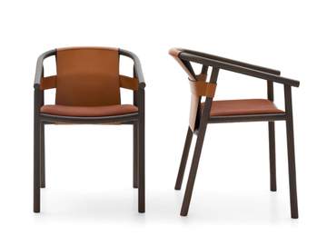 ISA - Chair with armrests in wood and leather by Ditre Italia - view 2